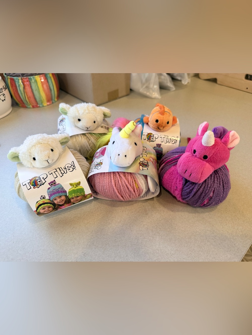 Lot of 5 New Top This Character and Yarn Hat Kits